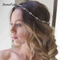 Wholesale Hair Jewelry Stonefans Boho Wedding Headband Crown Chain Rhinestone for Women Indian Bridal Head Crystal Accessories