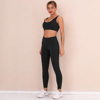 Wholesale Cross Border Net Celebrity Nude Sanded Hair Beautiful Back Yoga Suit Female Tight Hips Running Sports Set1