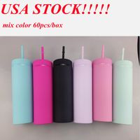 Wholesale Local warehouse Acrylic skinny tumbler oz Matte Colored straight Tumblers Double Wall Plastic Tumblers Vinyl Customizable DIY Gifts USA STOCK