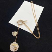 Wholesale New jewelry Designer jewelry new letter round brand love Diamond Pendant female fashion temperament Brass Necklace