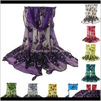 Wholesale Wraps Hats Scarves Gloves Fashion Aessoriesmen All Match Women Peacock Flower Embroidered Lace Scarf Long Soft Wrap Shawl Cowl Autumn Wint