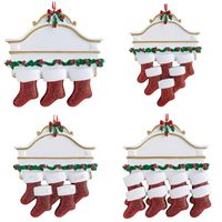Wholesale Merry Christmas Tree Decorations Resin Socks Pendant DIY Family Arts And Crafts Ornaments Supplies Children Gifts yj H1