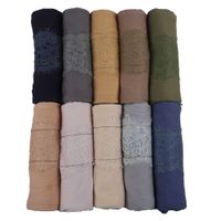 Wholesale SMG Design Lines Stones Stretchy Jersey Hijab Scarf With Eyelash Lace Soft Materail Muslim Shawls Wraps Q0828