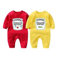 Wholesale YSCULBUTOL Baby Bodysuit Yummz Tomato Ketchup Mustard Red Yellow Set Boys Girls Clothes Baby Outfits