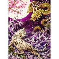 Wholesale DIY Diamond Embroidery D Diamond Painting quot Chinese Dragon Fight Tiger quot Mosaic Crafts Full Rhinestone Cross Stitch Decoration GT