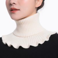 Wholesale Scarves Knitted Fake Collar Scarf Women Winter Autumn Ruffle Detachable False Warm Stretch Turtleneck Windproof Wrap