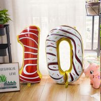 Wholesale 32 inch Donut Number Foil Balloons Fruit ice cream balloon Birthday party decorations Kids toy Sweet Number Balloon HWD11994