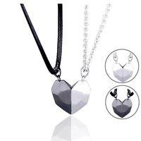 Wholesale 2022 new Minimalist Lovers Matching Friendship Heart Pendant Couple Magnetic Distance Faceted Pendants Necklace Jewelry