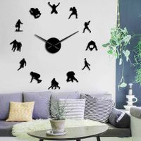 Wholesale Football Soccer Game Sport DIY Giant Wall Clock Rugby Frameless Big Time Needles User defined Clock Goalkeeper Athlete Room Deco X0726