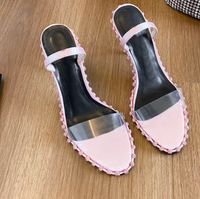 Wholesale 2021 European and American high quality PVC women s diamond sandals girls Engagement Dress heel height cm beach leather outsole