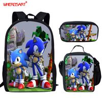 Wholesale School Bags WHEREISART The Blue Hedgehog Sonic For Teen Girls Boys Waterproof Student Animal Printed Backpacks Sets Mochila