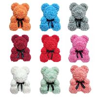 Wholesale 40 cmRose Bear Foam Rose Artificial Flower Teddy Bear Mold Wedding Valentine s Day DIY Gifts Silver ring projection necklace