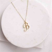 Wholesale Sier Small Swirl Initial Alphabet Capital Letter Necklace All English A T Cursive Luxury Monogram Name Word Text Character Pendant Chain
