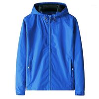 Wholesale Mens Blue Sports Jacket Waterproof Windproof Hooded Windbreaker Men Sportswear Casual Long Sleeve Top Oversized Jackets Boys xl Men s