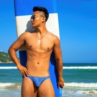 Wholesale Men s Shorts Tight Low Waist Men Swimwear Sexy Half Pack Swimsuits Gay Swim Briefs Thong Bathing Suits Different Penis Pouch Size