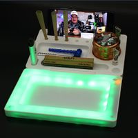 Wholesale LED Rolling Tray Glowing Tobacco Smoking Accessories With Lid Portable Cigarettes Paper Roller Plate Plastic Dry Herb Storage Disc Night Lighting Logo Remark