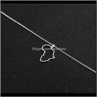 Wholesale Necklaces Pendants Jewelry Drop Delivery Gold Sier Hollow African Map Pendant Necklace Ireland Israel France Austrila Nigeria Sy