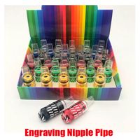 Wholesale Engraving Nipple Pipe For Battery Aluminum Carved Snuff Sneak A Toke Portable Metal Smoking Tobacco Pipes Bullet Mini Snuffs With Display Box