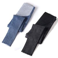 Wholesale Maternity Bottoms Pregnancy Length Stretch Washed Denim Jeans Summer Fashion Pencil Trousers Clothes For Pregnant Women Pants