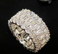 Wholesale Luxury Eternity Full Lab Diamond Ring sterling silver Bijou Engagement Wedding band Rings for Women men Charm Jewelry Gift