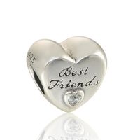 Wholesale 5 Bestfriends charms beads S925 sterling silver fits DIY style bracelets FRIENDSHIP HEART CHARM CZ H9