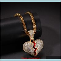 Wholesale Necklaces Pendants Jewelryiced Out Small Heart Pendant Necklace With Rope Chain Gold Sier Color Cubic Zircon Hip Hop Jewelry Drop Delivery