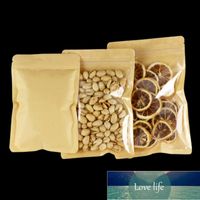 Wholesale Flat Bottom One Side Clear One Side Kraft Paper Zip Lock Bag Plastic Window Resealable Snack Capsule Coffee Spices Gifts Pouches Factory price expert design Quality