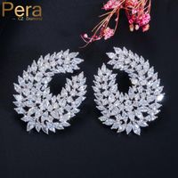 Wholesale Pera Clean White Marquise Cut Cubic Zirconia Crystal Bridal Large Statement Hollow Stud Earrings For Women Ear Jewelry E448