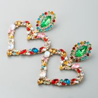 Wholesale Hanging Earrings stud for Women Girls Earings Heart Earring Woman Fashion Vintage Jewelry Bling Rhinestone Classy Dangles