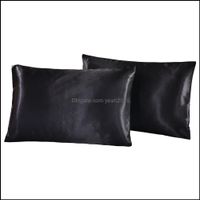 Wholesale Bedding Supplies Textiles Home Gardenus Uk Russia Size Pair Case Satin Solid Color Silk Pillowcase Pillow Shams Twin Queen Cal King