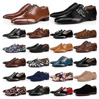 Wholesale mens Luxurys Designers loafers Oxford Derby shoes red bottoms black brown bule suede Patent Leather Rivets glitter fashion Dress Wedding Business size