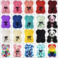 Wholesale 16 Solid Colors Inch Rose Bear cm Foam Flower Panda Unicorn Toys with Clear Gift Box Wedding Birthday Ornaments Mother s Valentine s Day Girlfriend Gifts GT8LYK6