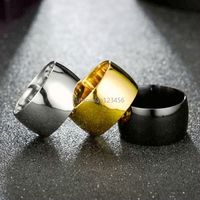 Wholesale Wide Band mm Stainless steel Blank ring finger black gold rings for men women fashion jewelry will and sandy