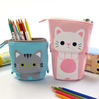 Wholesale Stand up Transformer Bag with Smile Face Black Dot Organizer Cute Pen Pencil Telescopic Holder Stationery Case Great for Cosmetics Pouch
