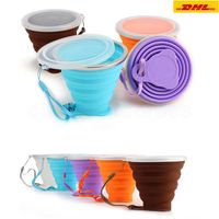 Wholesale Folding Tumblers Lid Portable Silicone Travel Coffee Tea Mug High Temperature Resistant Outdoor Camping Cup Retractable Collapsible Traveling Water Cups CA27