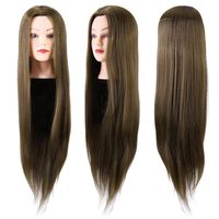 Wholesale 24 inches Professional Mannequin Heads Model Practice Hairstyle Training Doll Head With Tool Clamp Holder Synthetic Fiber Hairdresser Cosmetology Brown Color