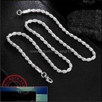 Wholesale Chains Necklaces Pendants Jewelry Meekcat Sterling Sier Inch mm Twisted Rope Chain Necklace for Women Man Fashion Wedd