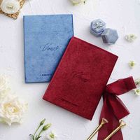 Wholesale Velvet Vows Book Wedding Favors Oath Cards Bride and Groom Romantic Decoration Props Renewal Bridal Shower Gift With Pen Ribbons G0911
