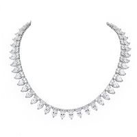 Wholesale 2021 New Trendy Sparkling Pear Cut Cubic Zirconia CZ Crystal Inch Tennis Collar Necklaces for Women or Men s Hiphop Jewelry