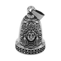 Wholesale Vintage Indian Bell Pendant Stainless Steel Jewelry Fashion Feather Skull Biker Men Christmas Gift SWP0553