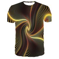 Wholesale Personality style Men D Print Visual deception T shirt Graphic Optical Illusion Short Sleeve Party Streetwear Punk Gothic Round Neck Summer tops