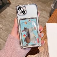 Wholesale 2022 New Fashion Clear Cute D Bear Card Pocket Mobile Phone Cases For Iphone Mini Pro max Transparent Tpu Protect Shockproof Back Cover Shell