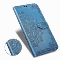 Wholesale Solid Color Cell Phone Cases Premium PU Leather Luxury Back Cover Mandala Flower Imprint Pattern Flip Wallet Shell For iPhone Pro Max s Plus S X XS XR Mini