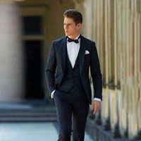 Wholesale Latest Design Black Wedding Tuxedos Suits For Groom Wear Shawl Lapel Groomsmen Attire Man Blazers Piece Trajes De Hombre Costume Men s