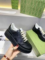 Wholesale Luxury Designer Dress Shoes New Ace Embroidered Black Leather with Smooth Sneaker Wedge Espadrille Platform Shoe with Original Box