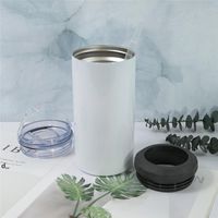 Wholesale 4 in oz Sublimation Can Cooler Straight Tumbler Stainless Steel Can Insulator Vacuum Insulated Bottle Cold Insulation SEAWAYRRD12693