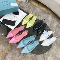 Wholesale Women Pumps Pointed Toe High Heels Sandals Letter Triangles Slippers Sexy Dress Shoes Cat Heel Fashion Ankle Straps Sandal With Box