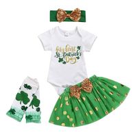 Wholesale Clothing Sets Dresses For Girls Infant Baby St Patrick s Day Letter Print Romper Tutu Skirt Leg Warmer Set Toddler Girl Clothes