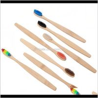 Wholesale Other Toilet Supplies Bath Home Garden Drop Delivery Adult Soft Rainbow Environmentally Bamboo Wooden Handle Tooth Brush Eco Friendly