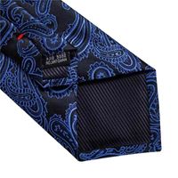 Wholesale 5665Classic Navy Blue Men s Striped Paisley Floral Necktie Pocket Square Cufflinks Business Tie Set Cravat Gift For Men DiBanGu
